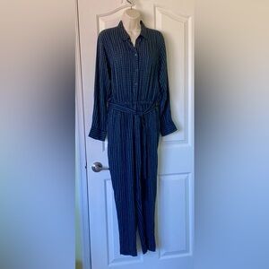 Marimekko Dark Blue and White Striped Jumpsuit